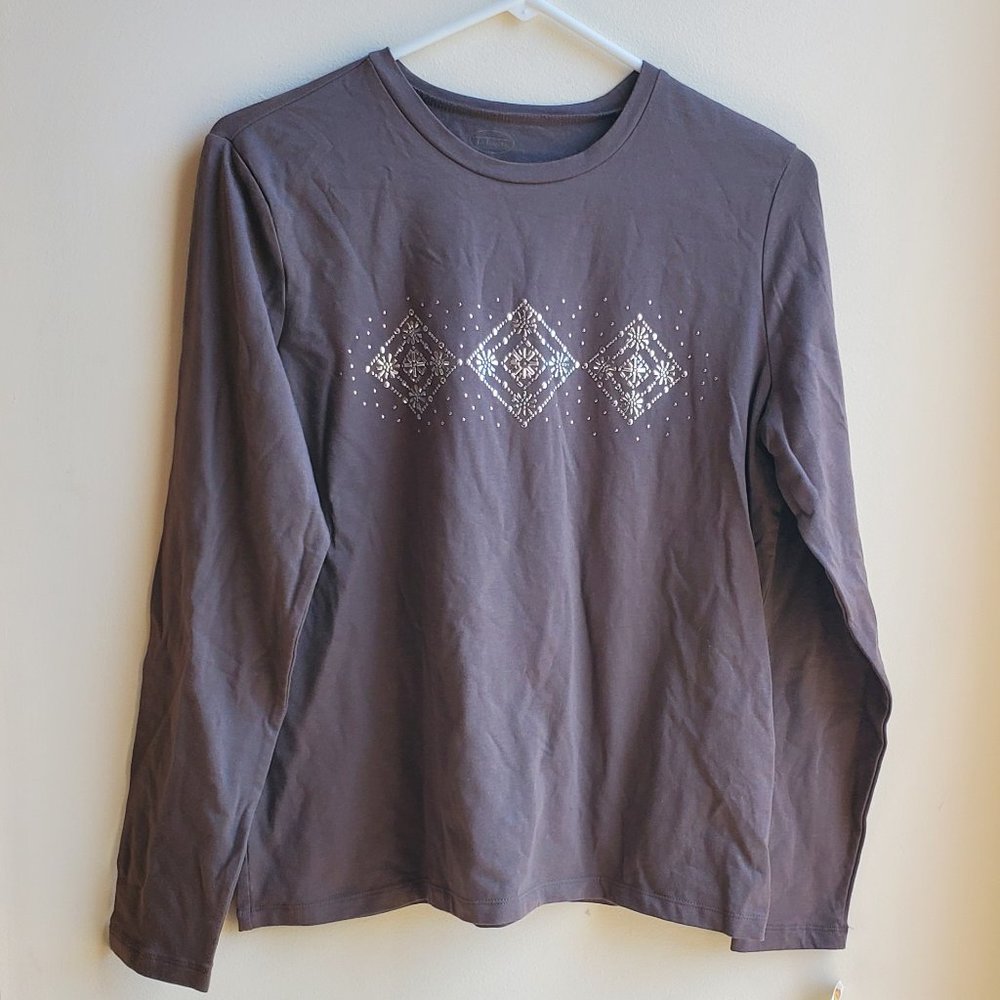 NWT Talbots Taupe Silver Studded Jersey Size Medium
